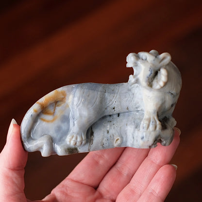 Ocean Jasper Tiger Carving | Tiger Figure Statue