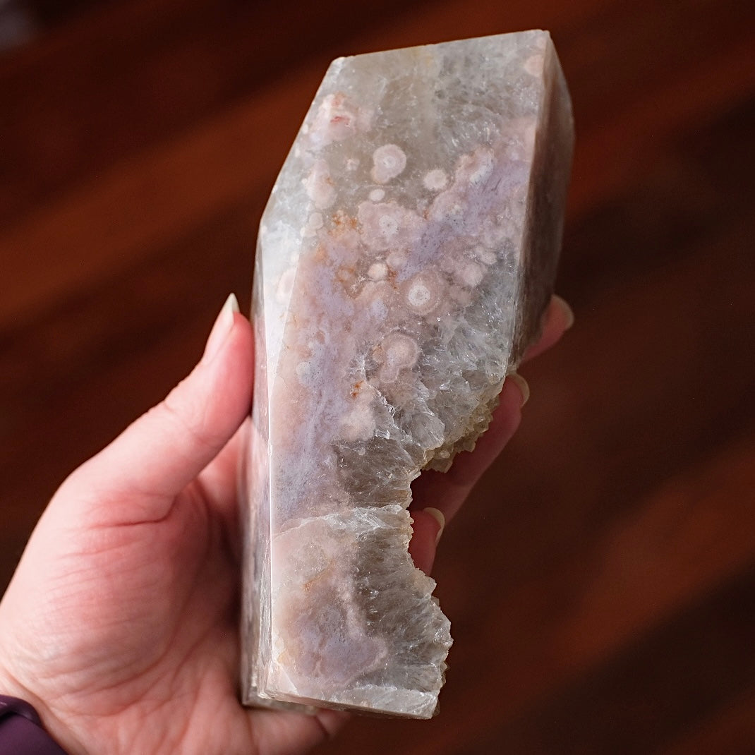 Green Quartz + Pink Amethyst Freeform | Prasiolite Flower Agate Crystal Display