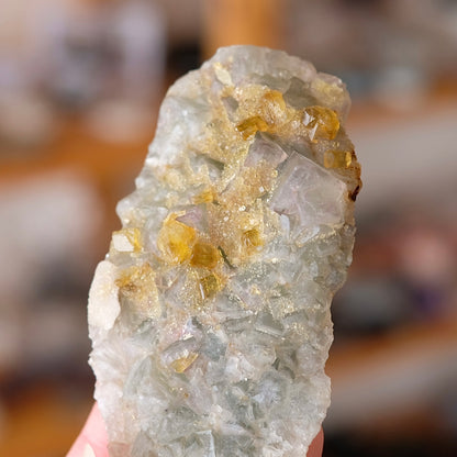 Fluorite & Baryte Crystal | Golden Baryte on Fluorite Specimen