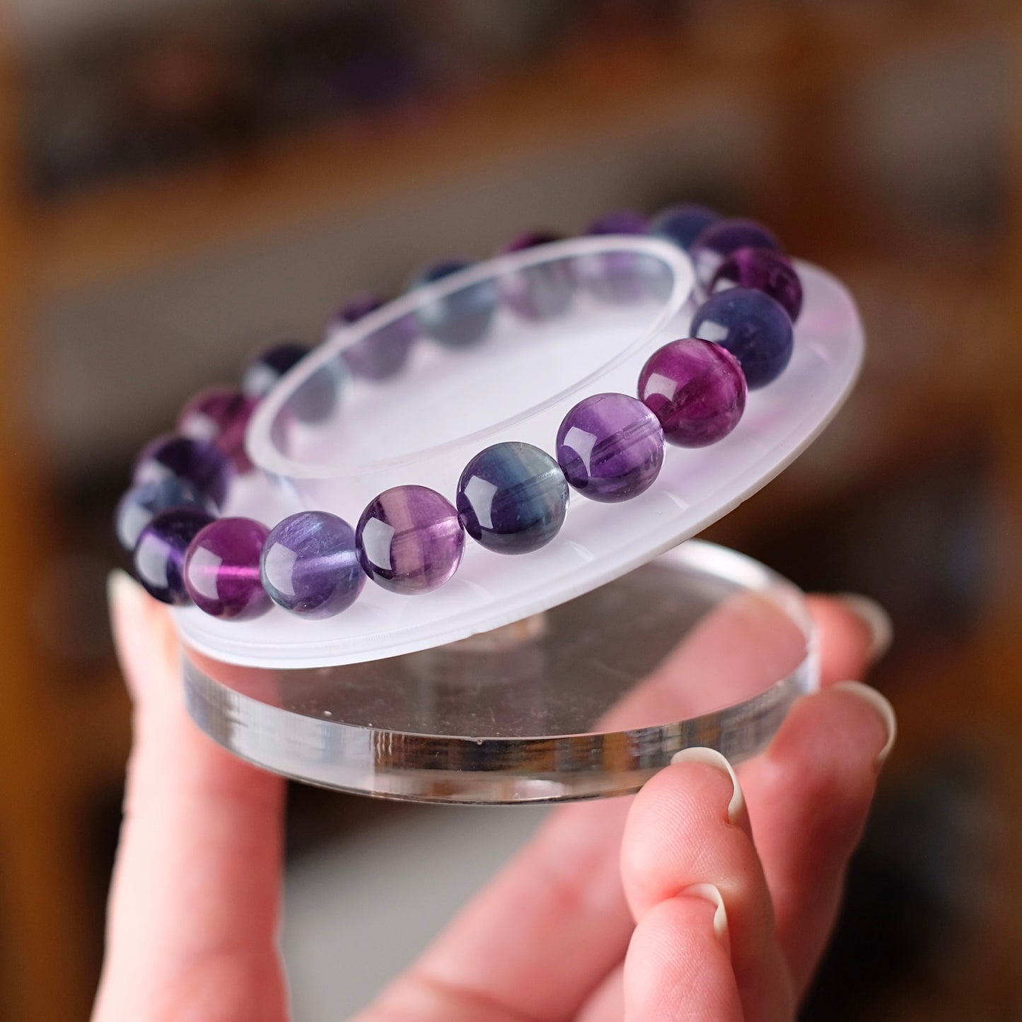 High Grade Rainbow Fluorite Bracelet | Crystal Stretch Bracelet