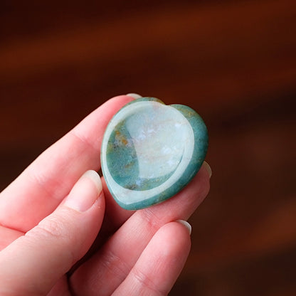 Sea Jasper Worry Stone | Heart Shaped Crystal Thumb Stone