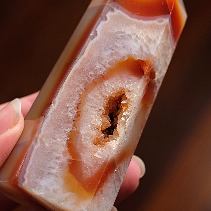 Druzy Carnelian Tower | Carnelian + Quartz Crystal Point