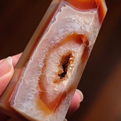 Druzy Carnelian Tower | Carnelian + Quartz Crystal Point