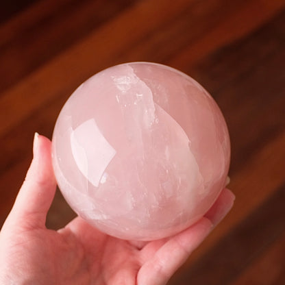 Large Star Rose Quartz Sphere | Pink Rose Quartz Crystal Sphere
