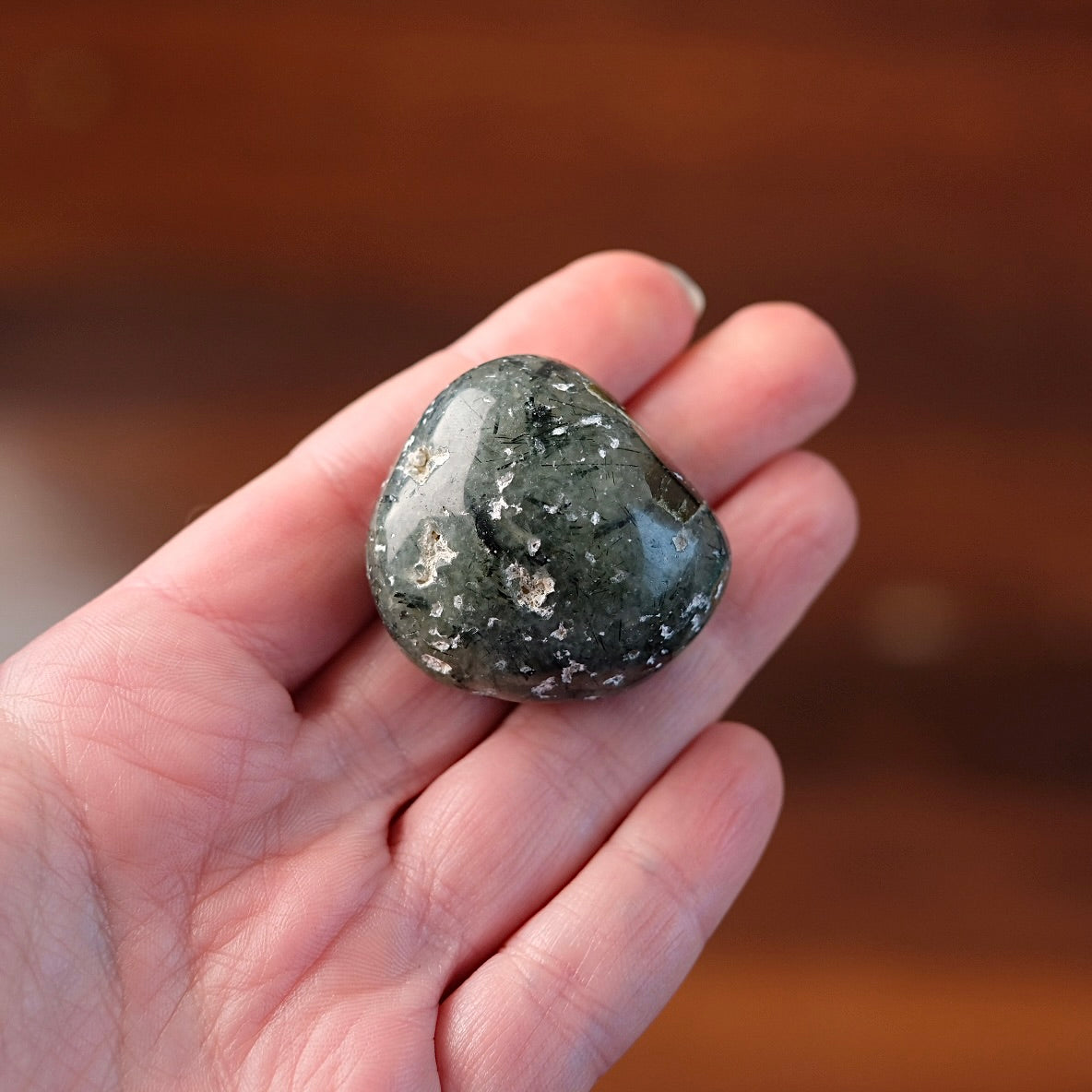 Prehnite Pocket Stone | Prehnite & Epidote Tumbled Crystal