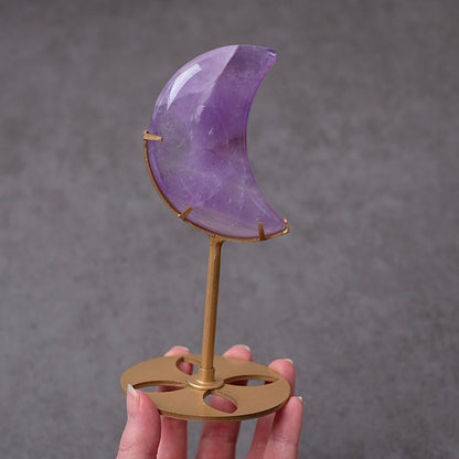 Amethyst Moon & Stand | Carved Crystal Moon Display Set