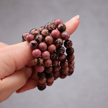 Pink Rhodonite Bracelet | Crystal Stretch Bracelet