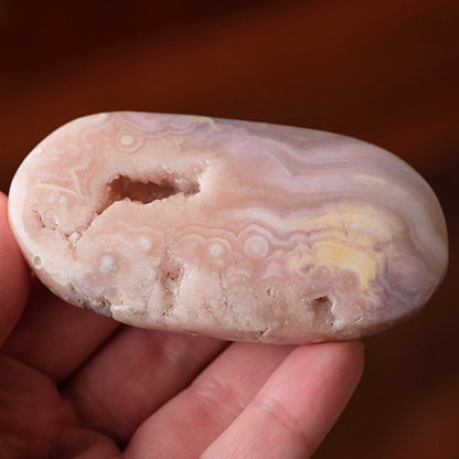 Pink Amethyst + Flower Agate Palm | Pink Amethyst Crystal Palm Stone