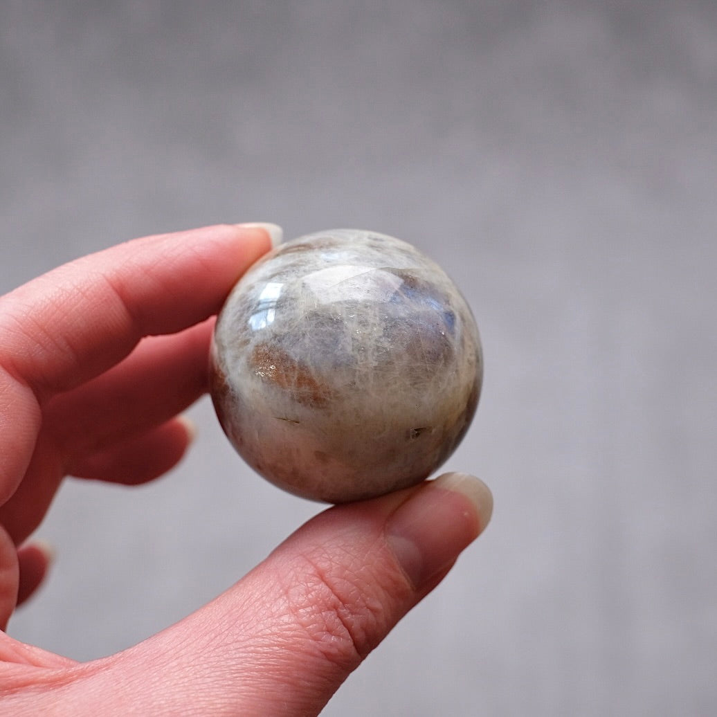 Sunstone & Moonstone Sphere | Flashy Blue Moonstone Crystal Sphere