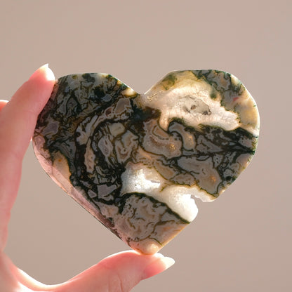 Moss Agate Heart | Druzy Moss Agate Crystal Heart