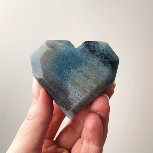 Trolleite Heart | Blue Trolleite Faceted Crystal Heart