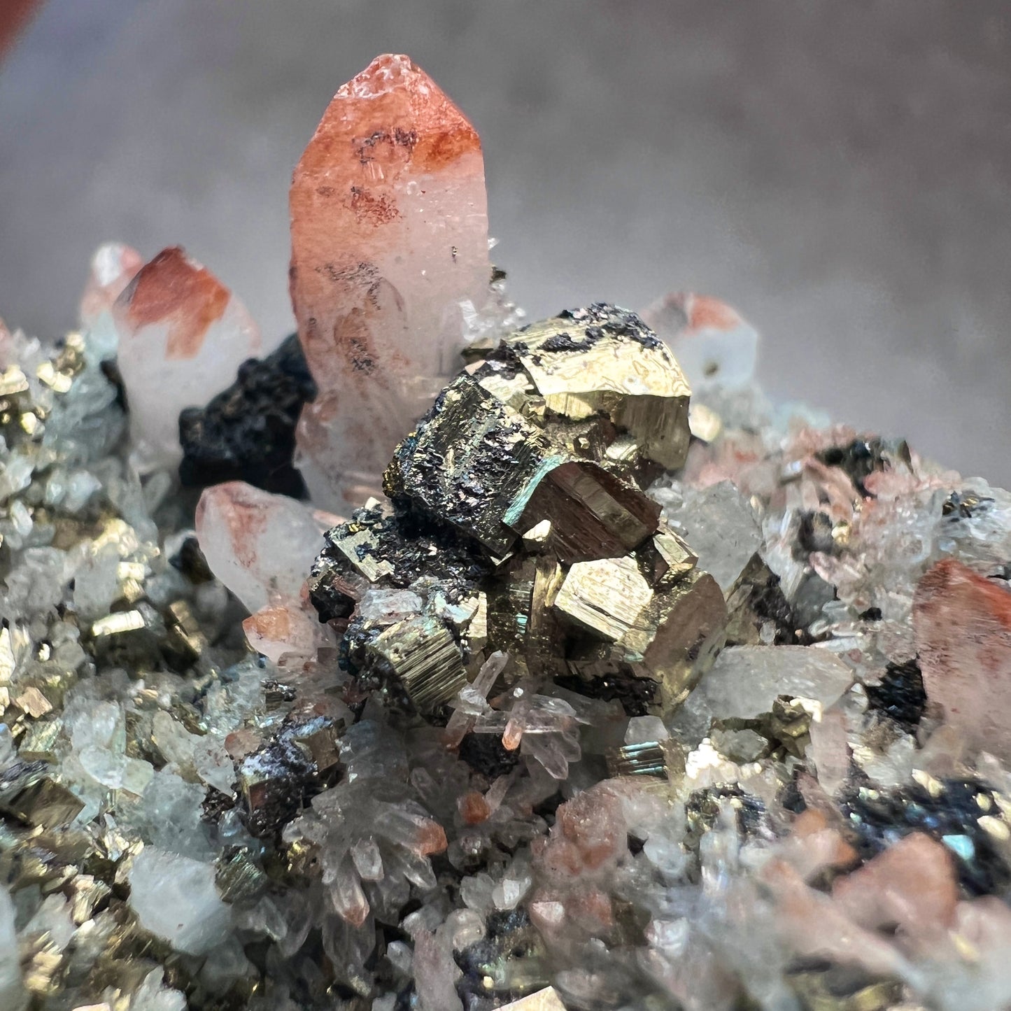 Red Quartz + Pyrite Cluster | Hematite Quartz Natural Crystal Cluster