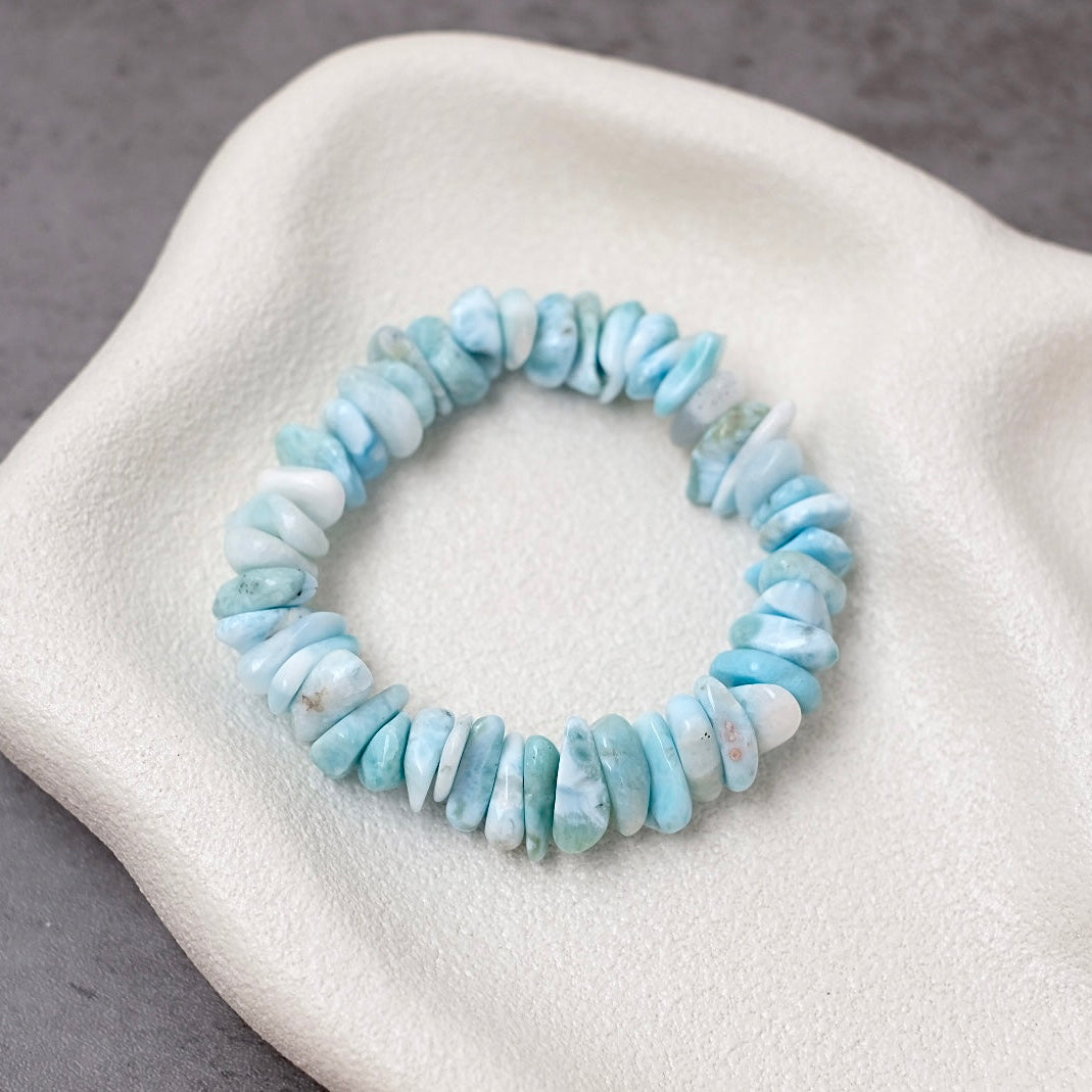 Chunky Larimar Bracelet | Crystal Stretch Bracelet