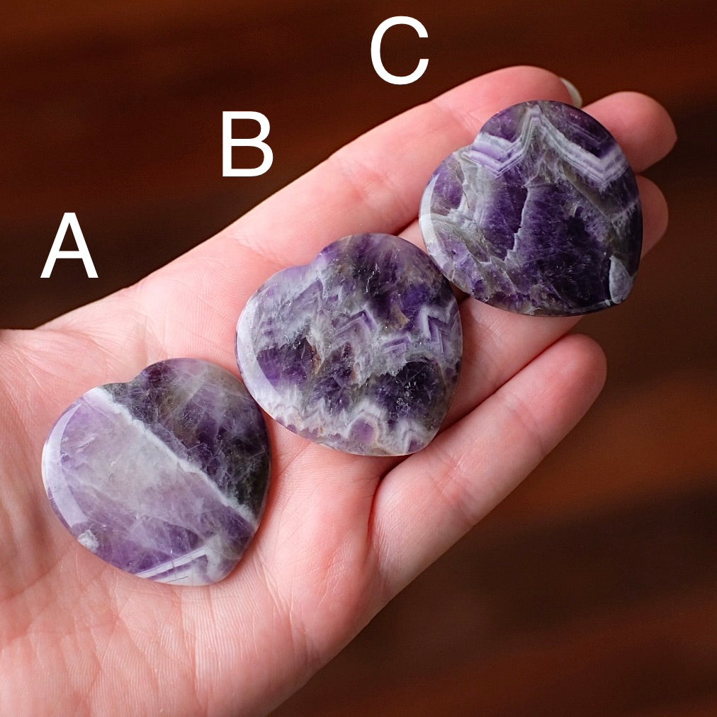 Amethyst Worry Stone | Heart Shaped Crystal Thumb Stone