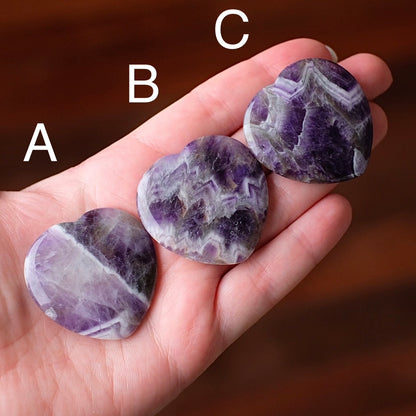 Amethyst Worry Stone | Heart Shaped Crystal Thumb Stone