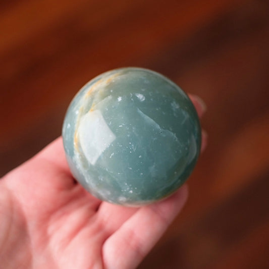 Lemurian Aquatine Calcite Sphere | Blue Onyx Crystal Sphere