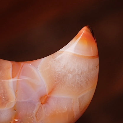 Carnelian Moon & Stand | Carved Crystal Moon Display Set