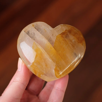 Golden Healer Quartz Heart | Crystal Heart Carving
