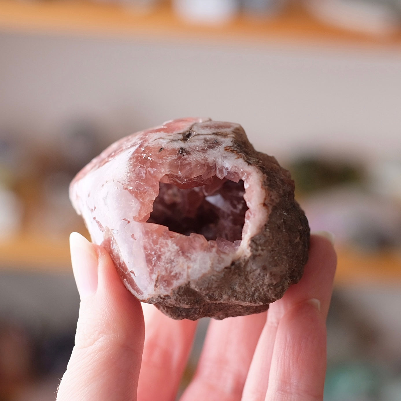 Raspberry Pink Amethyst Geode | Polished Pink Amethyst Crystal Specimen 7