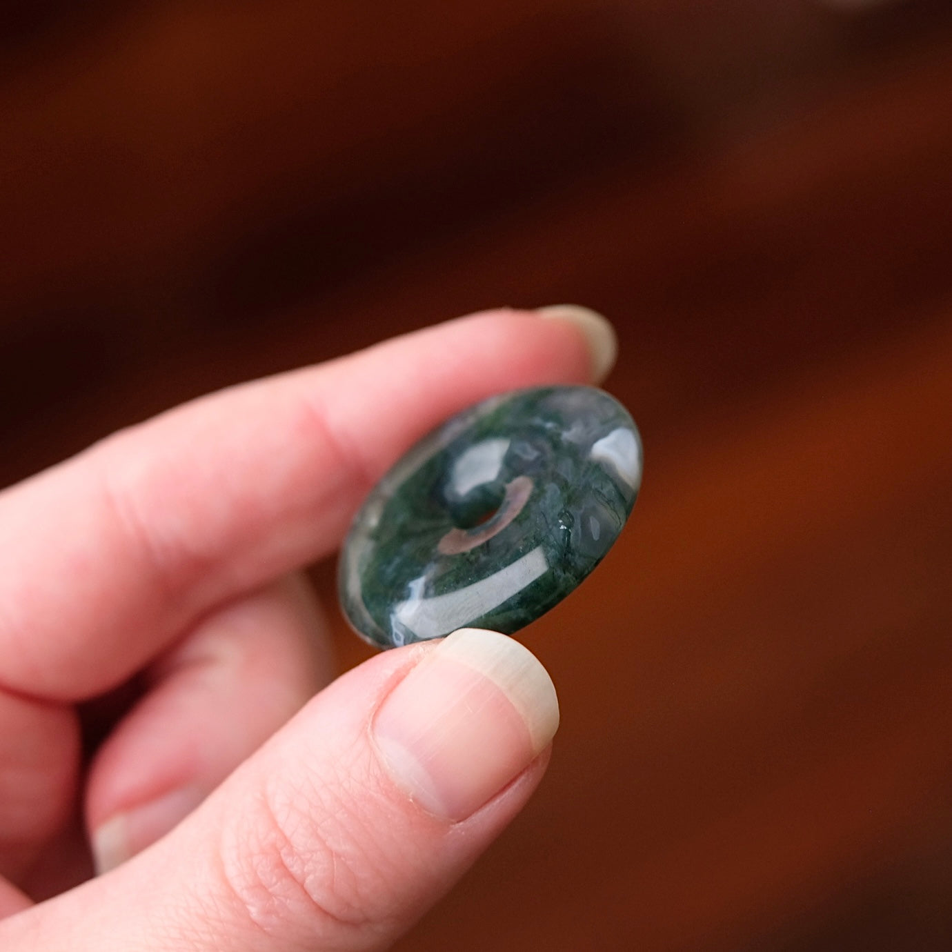 Moss Agate Donut | Crystal Donut Pendant