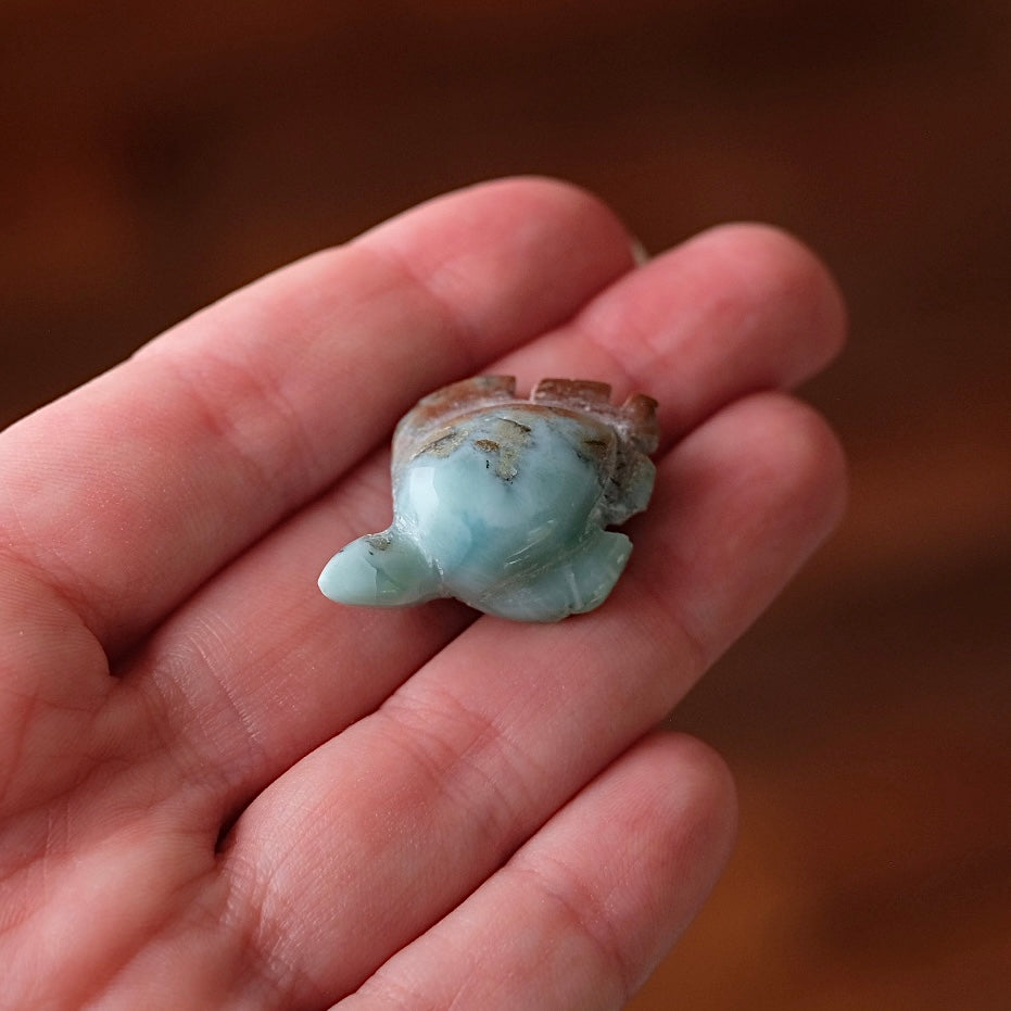Larimar Turtle Carving | Crystal Animal | Crystal Turtle