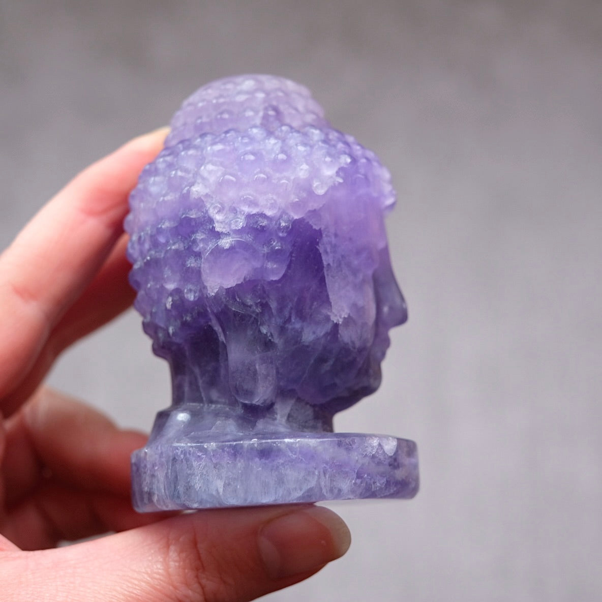 Indigo Fluorite Buddha | Purple Fluorite Crystal Buddha Head Carving