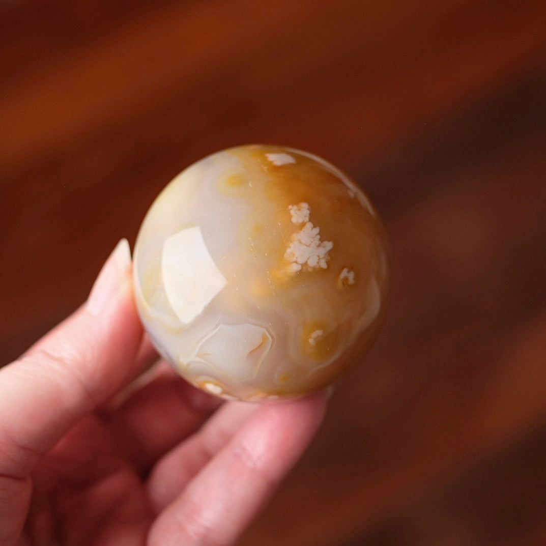 Flower Agate Sphere | Cherry Blossom Agate Crystal Sphere