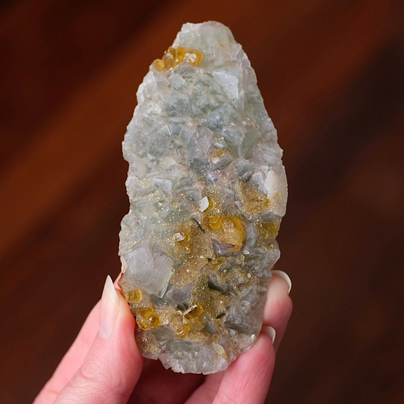 Fluorite & Baryte Crystal | Golden Baryte on Fluorite Specimen