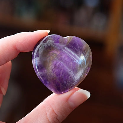 Amethyst Worry Stone | Heart Shaped Crystal Thumb Stone