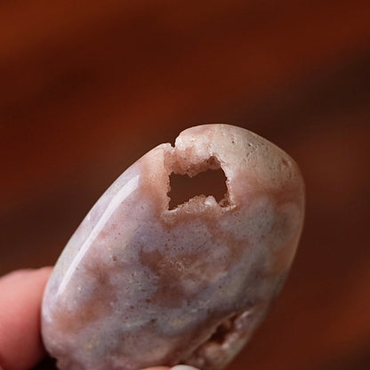 Pink Amethyst + Flower Agate Palm | Pink Amethyst Crystal Palm Stone