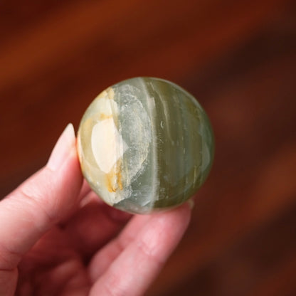 Lemurian Aquatine Calcite Sphere | Blue Onyx Crystal Sphere