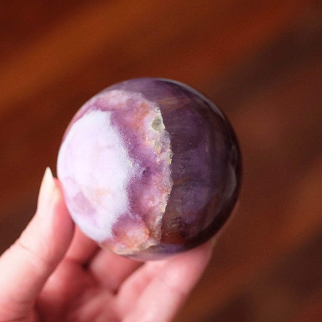 Silky Fluorite Sphere | Banded Fluorite Crystal Sphere