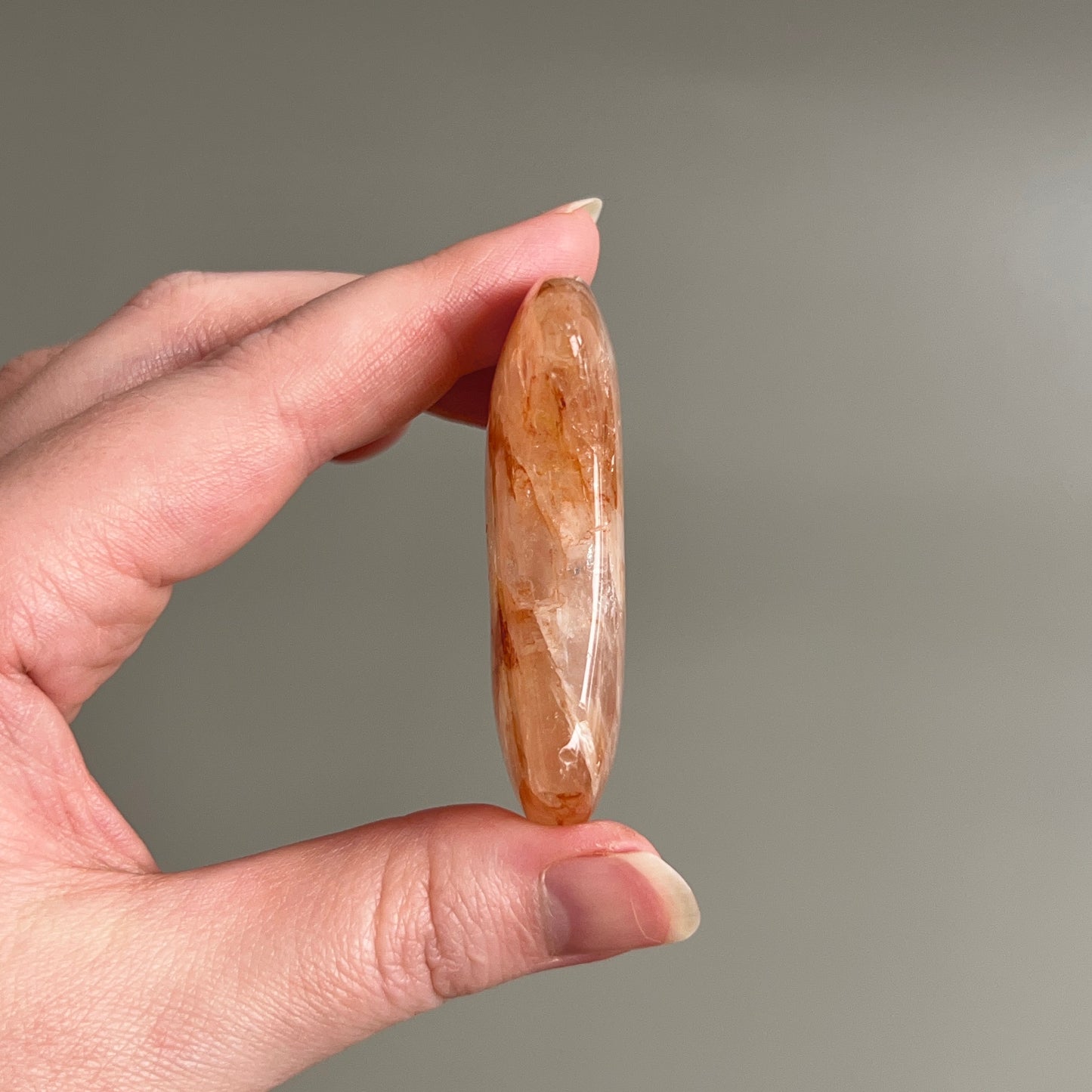 Fire Quartz Moon | Hematoid Quartz Crystal Moon