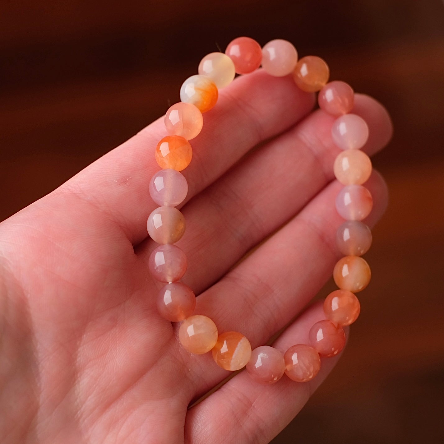 Yanyuan Agate Bracelet | Pink Agate Crystal Stretch Bracelet