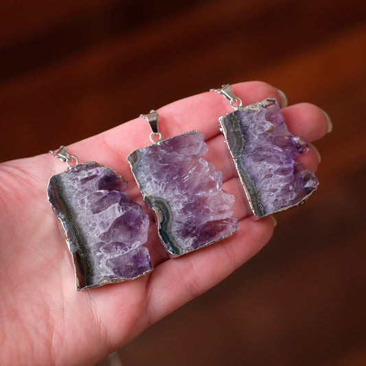 Amethyst Pendants | Amethyst Slice Necklaces