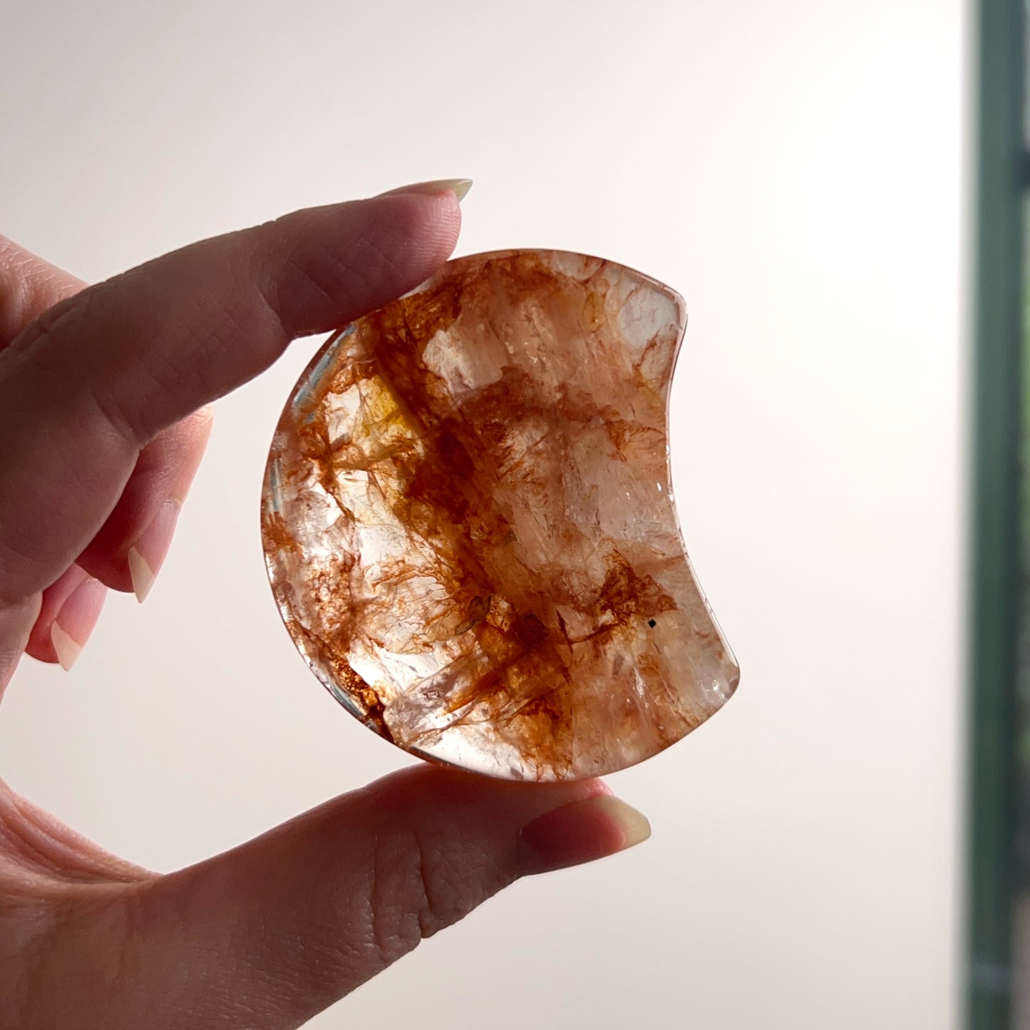 Fire Quartz Moon | Hematoid Quartz Crystal Moon