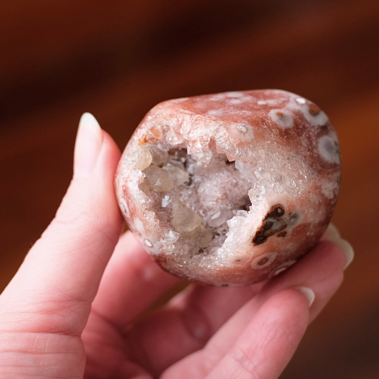 Raspberry Pink Amethyst Geode | Polished Pink Amethyst Crystal Specimen 6