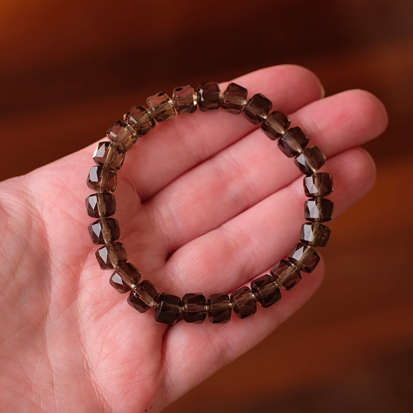 Faceted Smokey Quartz Bracelet | Quartz Crystal Bracelet