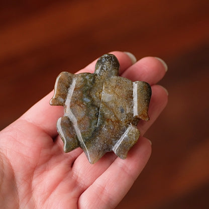 Moss Agate Turtle Carving | Crystal Animal | Crystal Turtle