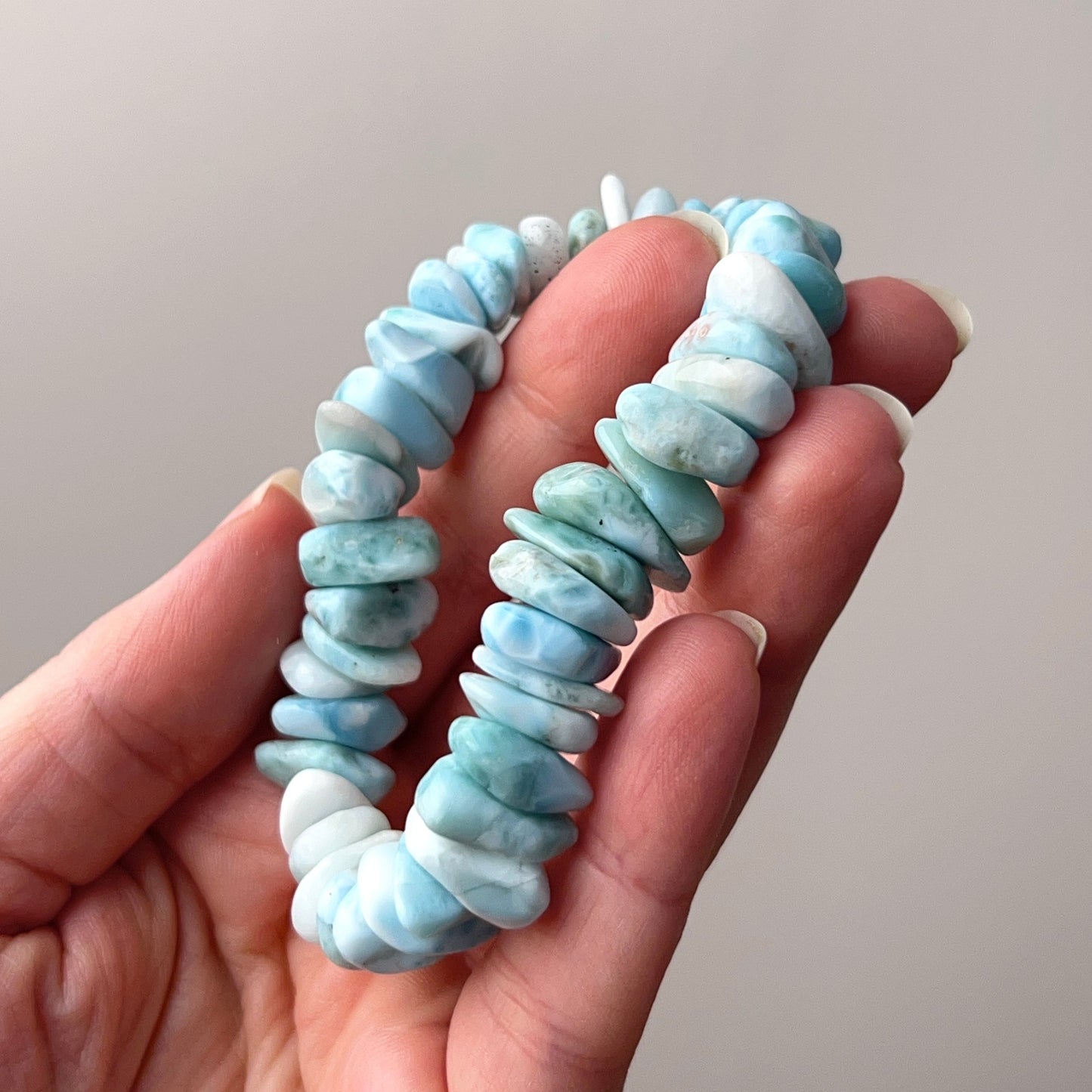 Chunky Larimar Bracelet | Crystal Stretch Bracelet