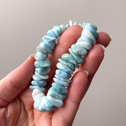 Chunky Larimar Bracelet | Crystal Stretch Bracelet