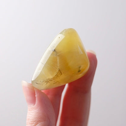 Australian Prehnite Pocket Stone | Yellow Prehnite Tumbled Crystal