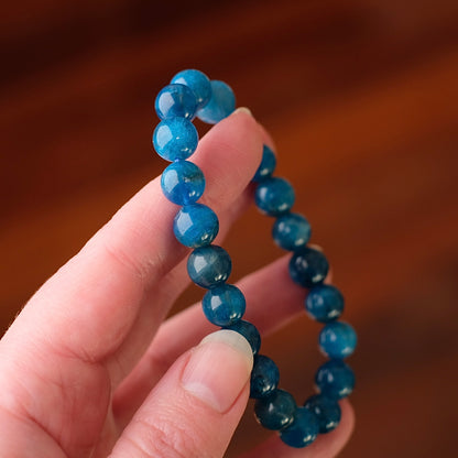 Blue Apatite Bracelet | Apatite Crystal Stretch Bracelet