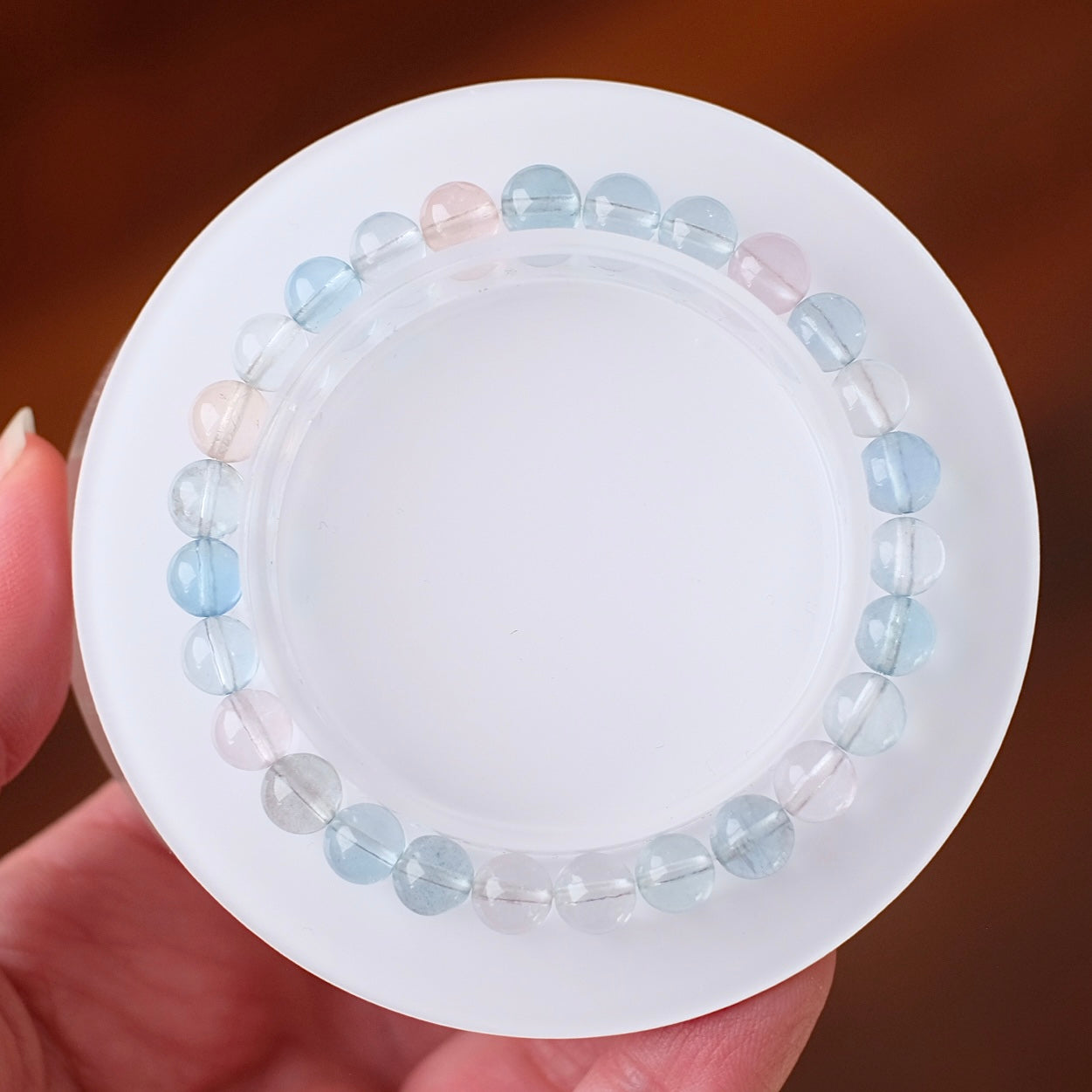 Morganite & Aquamarine Bracelet | Crystal Stretch Bracelet