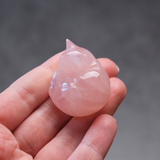 Rose Quartz Cat | Rose Quartz Crystal Cat Carving