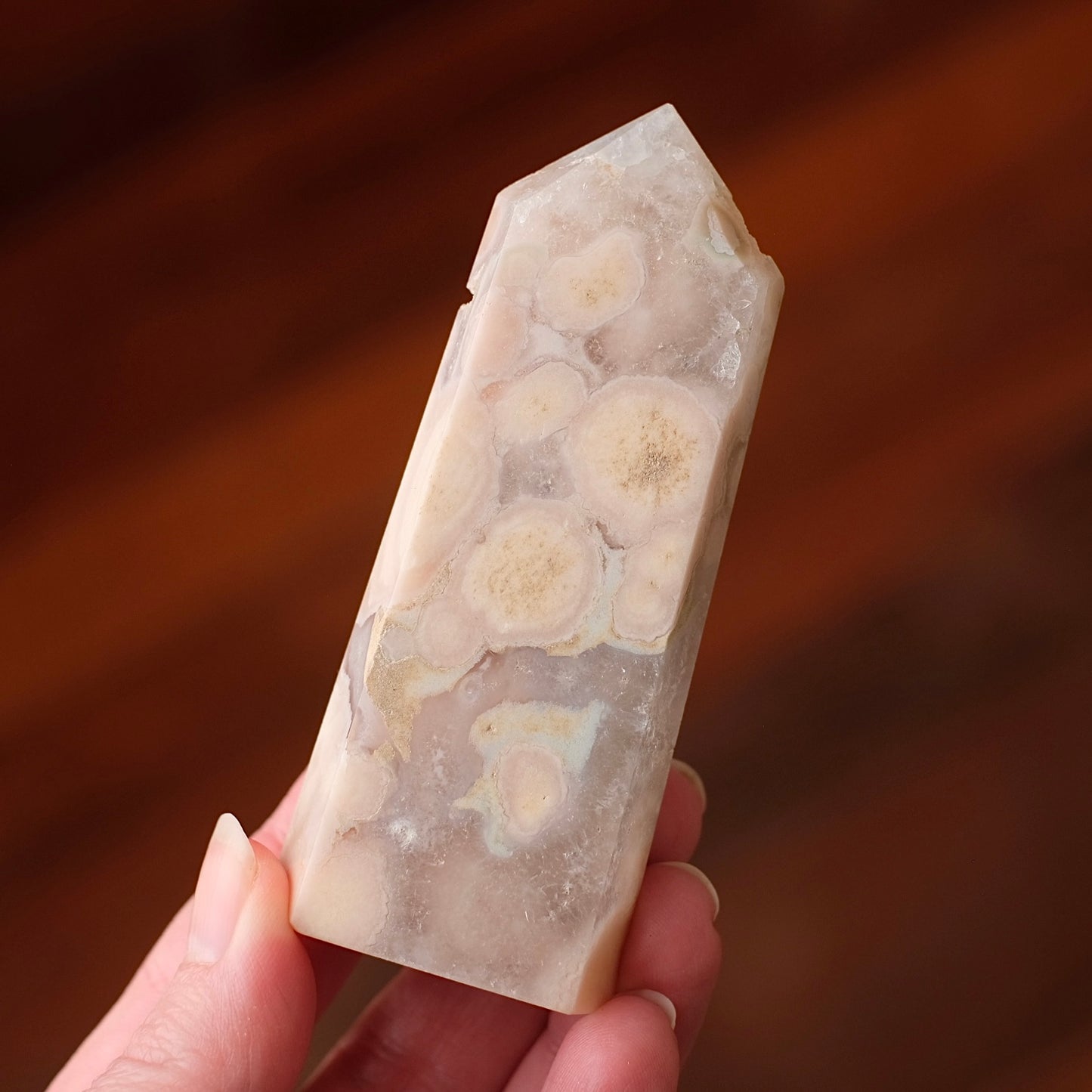 Flower Agate Point | Cherry Blossom Agate Crystal Tower