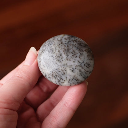 Merlinite Palm Stone | Dendritic Opal Palmstone
