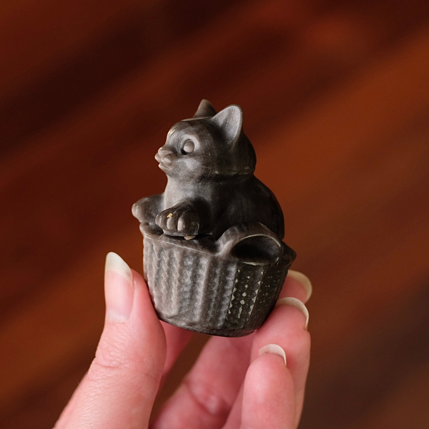 Silver Sheen Obsidian Cat | Crystal Cat Carving