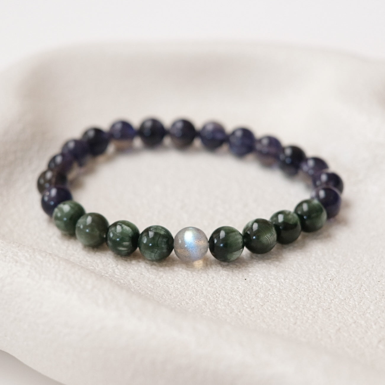 Gem Iolite & Seraphinite Crystal Bracelet | OOAK Crystal Bracelet