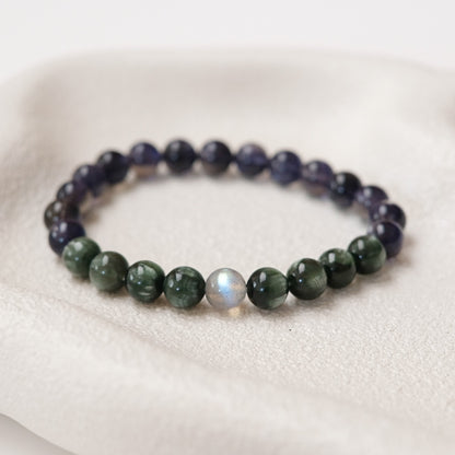 Gem Iolite & Seraphinite Crystal Bracelet | OOAK Crystal Bracelet